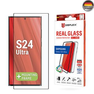 [Folie sticla + husa] premium Samsung Galaxy S24 Ultra Displex Real Glass 3D cu aplicator 10H - extremely hard & scratch-resistant, transparenta