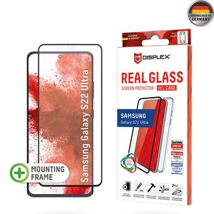 [Folie sticla + husa] premium Samsung Galaxy S22 Ultra Displex Real Glass 3D cu aplicator 10H - extremely hard & scratch-resistant, transparenta