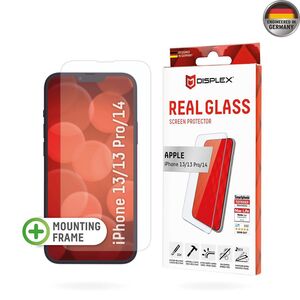 Folie sticla premium iPhone 13, 13 Pro, iPhone 14 Displex Real Glass 2D cu aplicator, transparenta
