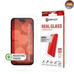 Folie sticla premium iPhone 15 Pro Max / 15 Plus Displex Real Glass 2D cu aplicator, transparenta