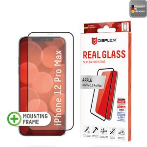 Folie sticla premium iPhone 12 Pro Max Displex Real Glass Full Cover 10H cu aplicator, negru