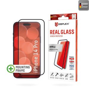 Folie sticla premium iPhone 14 Pro Displex Real Glass Full Cover 10H cu aplicator, negru