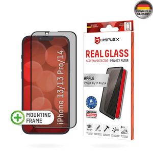 Folie sticla premium iPhone 13 / 13 Pro / iPhone 14 Displex Real Glass Privacy Full Cover 10H cu aplicator, negru