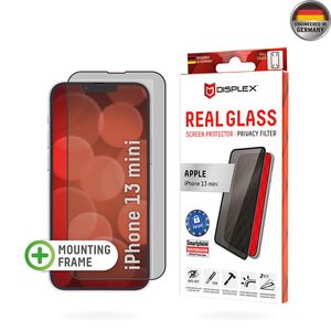 Folie sticla premium iPhone 13 mini Displex Real Glass Privacy Full Cover 10H cu aplicator, negru