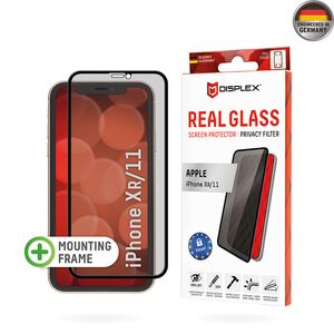 Folie sticla premium iPhone 11 Displex Real Glass Privacy Full Cover 10H cu aplicator, negru