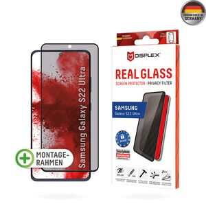 Folie sticla premium Samsung Galaxy S22 Ultra 5G Displex Real Glass Privacy Full Cover 10H cu aplicator, negru