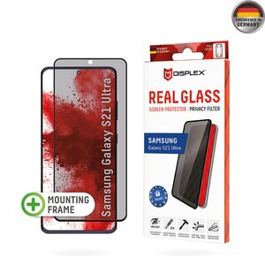 Folie sticla premium Samsung Galaxy S21 Ultra 5G Displex Real Glass Privacy Full Cover 3D 10H cu aplicator, negru