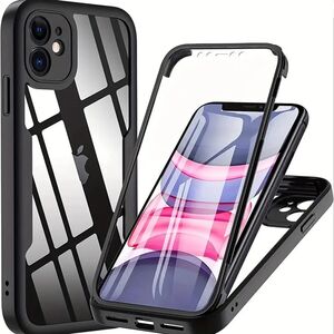 Pachet 360: Husa cu folie integrata pentru iPhone 11 Cover360 fata spate - negru / transparent