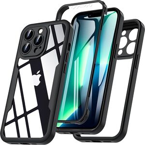 Pachet 360: Husa cu folie integrata pentru iPhone 12 Pro Max Cover360 fata spate - negru / transparent