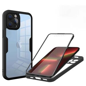 Pachet 360: Husa cu folie integrata pentru iPhone 13 Pro Cover360 fata spate - negru / transparent