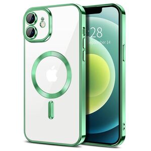 Husa pentru iPhone 12 cu MagSafe si protectie pentru lentile anti-shock 1.5 mm - light green