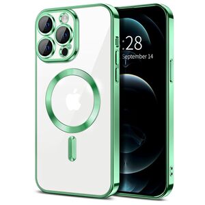 Husa pentru iPhone 12 Pro cu MagSafe si protectie pentru lentile anti-shock 1.5 mm - light green
