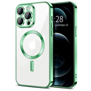 Husa pentru  iPhone 12 Pro cu MagSafe si protectie pentru lentile anti-shock 1.5 mm - verde deschis