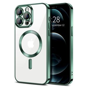 Husa pentru  iPhone 12 Pro Max cu MagSafe si protectie pentru lentile anti-shock 1.5 mm - verde