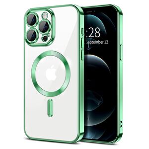 Husa pentru iPhone 12 Pro Max cu MagSafe si protectie pentru lentile anti-shock 1.5 mm - light green