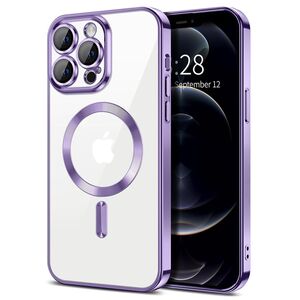 Husa pentru  iPhone 12 Pro Max cu MagSafe si protectie pentru lentile anti-shock 1.5 mm - mov