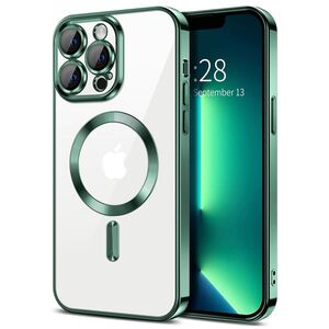 Husa pentru  iPhone 13 Pro cu MagSafe si protectie pentru lentile anti-shock 1.5 mm - verde