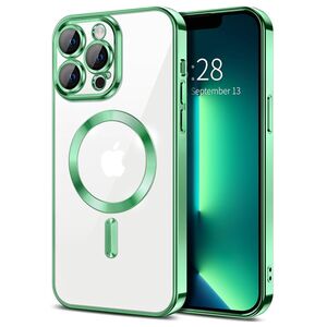 Husa pentru  iPhone 13 Pro cu MagSafe si protectie pentru lentile anti-shock 1.5 mm - verde deschis