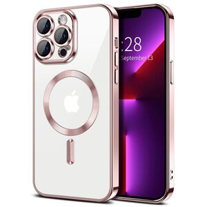 Husa pentru  iPhone 13 Pro Max cu MagSafe si protectie pentru lentile anti-shock 1.5 mm - roz