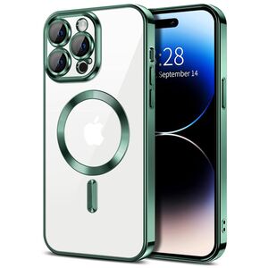Husa pentru  iPhone 14 Pro  cu MagSafe si protectie pentru lentile anti-shock 1.5 mm - verde