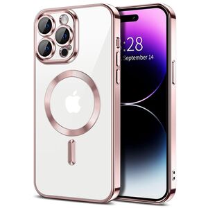 Husa pentru  iPhone 14 Pro  cu MagSafe si protectie pentru lentile anti-shock 1.5 mm - roz