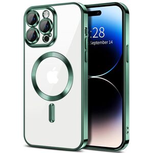 Husa pentru  iPhone 14 Pro Max cu MagSafe si protectie pentru lentile anti-shock 1.5 mm - verde