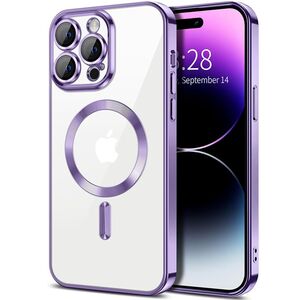 Husa pentru  iPhone 14 Pro Max cu MagSafe si protectie pentru lentile anti-shock 1.5 mm - mov