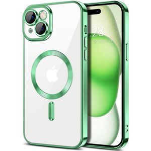 Husa pentru iPhone 15 cu MagSafe si protectie pentru lentile anti-shock 1.5 mm - light green