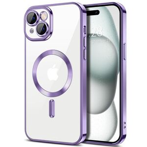 Husa pentru iPhone 15 cu MagSafe si protectie pentru lentile anti-shock 1.5 mm - light purple