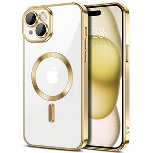 Husa pentru iPhone 15 Plus cu MagSafe si protectie pentru lentile anti-shock 1.5 mm - gold