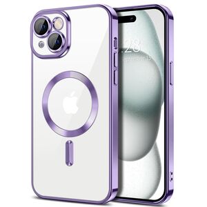 Husa pentru iPhone 15 Plus cu MagSafe si protectie pentru lentile anti-shock 1.5 mm - light purple