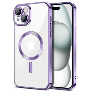 Husa pentru  iPhone 15 Plus cu MagSafe si protectie pentru lentile anti-shock 1.5 mm - mov