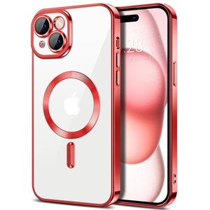 Husa pentru  iPhone 15 Plus cu MagSafe si protectie pentru lentile anti-shock 1.5 mm - rosu