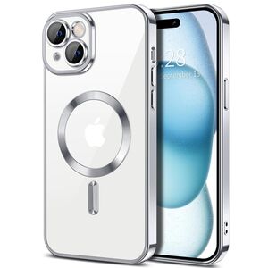 Husa pentru iPhone 15 Plus cu MagSafe si protectie pentru lentile anti-shock 1.5 mm - silver