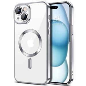 Husa pentru  iPhone 15 Plus cu MagSafe si protectie pentru lentile anti-shock 1.5 mm - argintiu
