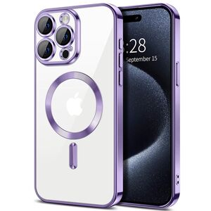 Husa pentru iPhone 15 Pro cu MagSafe si protectie pentru lentile anti-shock 1.5 mm - light purple