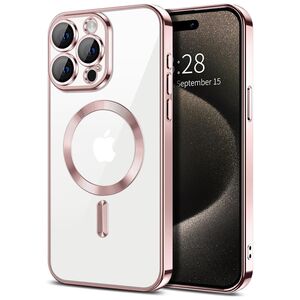 Husa pentru iPhone 15 Pro cu MagSafe si protectie pentru lentile anti-shock 1.5 mm - roz