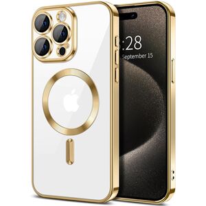 Husa pentru iPhone 15 Pro Max cu MagSafe si protectie pentru lentile anti-shock 1.5 mm - gold