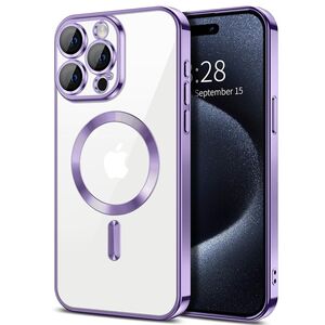 Husa pentru iPhone 15 Pro Max cu MagSafe si protectie pentru lentile anti-shock 1.5 mm - light purple