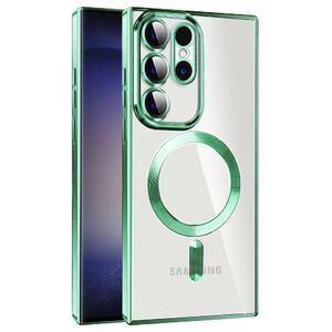 Husa pentru Samsung Galaxy S21 Ultra cu MagSafe si protectie pentru lentile anti-shock 1.5 mm - light green