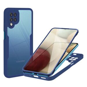 Pachet 360: Husa cu folie integrata pentru Samsung Galaxy A12 Cover360 fata / spate - blue