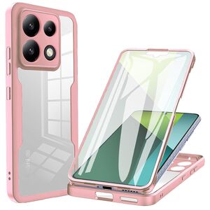 Pachet 360: Husa cu folie integrata pentru Xiaomi Redmi Note 13 Pro 5G Cover360 fata / spate - roz