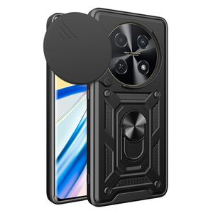 Husa pentru Huawei Nova 12i Ring Armor Kickstand Tough Rugged Cover cu protectie camera - negru
