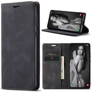 Husa tip carte pentru Samsung Galaxy S21 FE Retro Business cu inchidere magnetica, negru