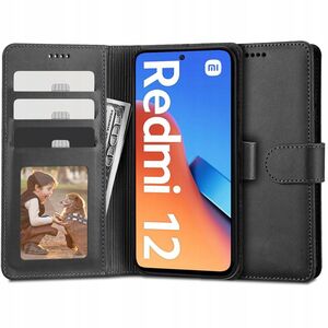 Husa pentru Xiaomi Redmi 12 5G / 4G Wallet tip carte, negru