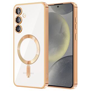 Husa pentru Samsung Galaxy S23 FE cu MagSafe si protectie pentru lentile anti-shock 1.5 mm - auriu / transparent
