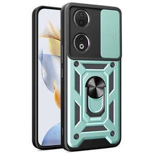 Husa pentru Honor 90 Ring Armor Kickstand Tough Rugged Cover cu protectie camera, verde