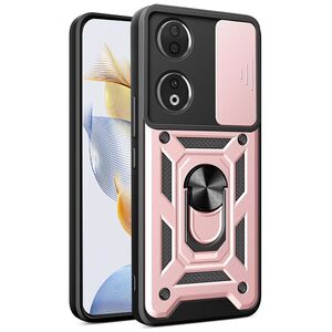 Husa pentru Honor 90 Ring Armor Kickstand Tough Rugged Cover cu protectie camera, rose gold