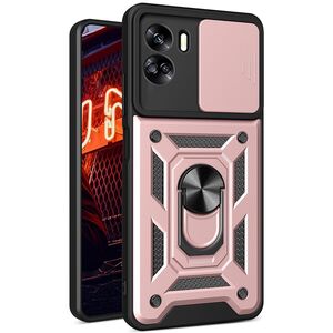 Husa pentru Honor 90 Lite Ring Armor Kickstand Tough Rugged Cover cu protectie camera, rose gold