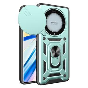 Husa pentru Honor Magic 5 Lite Ring Armor Kickstand Tough Rugged Cover cu protectie camera, verde